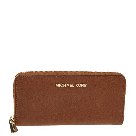 michael kors brown zip wallet|designer brown leather wallet.